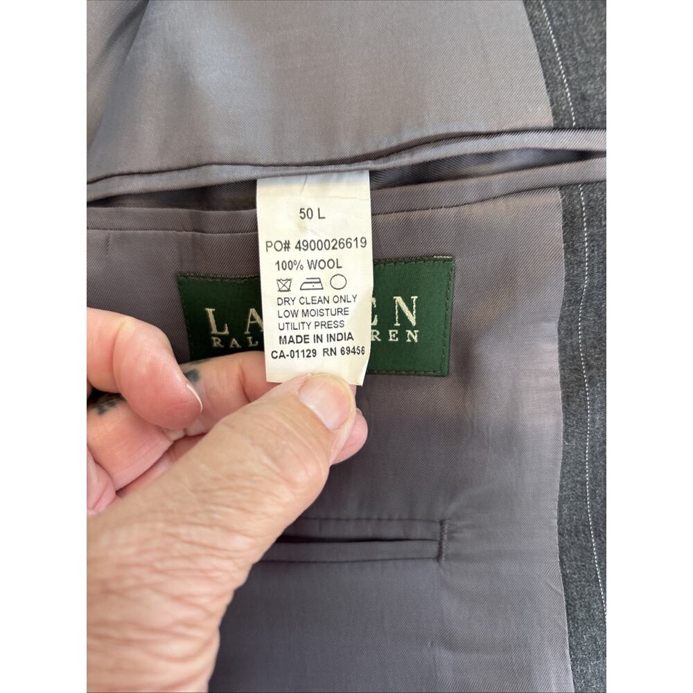 Lauren Ralph Lauren Mens 50L Gray 100% Wool Two Button Blazer Jacket - Picture 3 of 7